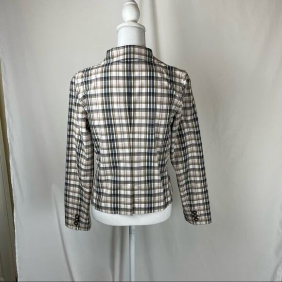 Nautica White Black Plaid Cotton Academia Prep Classic Blazer NWOT Size 4 - Picture 5 of 11